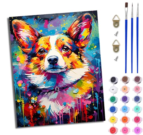 WJWWANG Malen Nach Zahlen DIY auf Leinwand Kit für Anfänger Corgi im Tintenstrahl-Stil Mit Acryl Farben und Premium Pinsel 40x50CM Home Deko oder Geburtstag Weihnachten Geschenk WJWWANG Malen Nach Zahlen DIY auf Leinwand Kit für Anfänger Corgi im Tintenstrahl-Stil Mit Acryl Farben und Premium Pinsel 40x50CM Home Deko oder Geburtstag Weihnachten Geschenk von WJWWANG