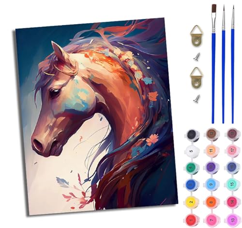 WJWWANG Malen Nach Zahlen DIY auf Leinwand Kit für Anfänger Fließendes Pferd Mit Acryl Farben und Premium Pinsel 40x50CM Home Deko oder Geburtstag Weihnachten Geschenk WJWWANG Malen Nach Zahlen DIY auf Leinwand Kit für Anfänger Fließendes Pferd Mit Acryl Farben und Premium Pinsel 40x50CM Home Deko oder Geburtstag Weihnachten Geschenk von WJWWANG