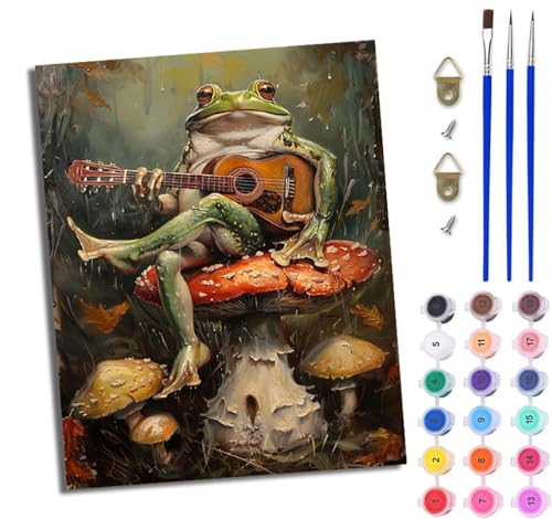 WJWWANG Malen Nach Zahlen DIY auf Leinwand Kit für Anfänger Frosch spielt Gitarre Mit Acryl Farben und Premium Pinsel 40x50CM Home Deko oder Geburtstag Weihnachten Geschenk WJWWANG Malen Nach Zahlen DIY auf Leinwand Kit für Anfänger Frosch spielt Gitarre Mit Acryl Farben und Premium Pinsel 40x50CM Home Deko oder Geburtstag Weihnachten Geschenk von WJWWANG