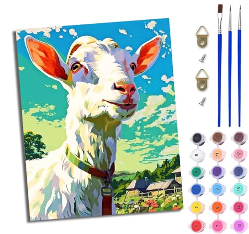 WJWWANG Malen Nach Zahlen DIY auf Leinwand Kit für Anfänger Glückliches Lamm im Himmel Mit Acryl Farben und Premium Pinsel 40x50CM Home Deko oder Geburtstag Weihnachten Geschenk WJWWANG Malen Nach Zahlen DIY auf Leinwand Kit für Anfänger Glückliches Lamm im Himmel Mit Acryl Farben und Premium Pinsel 40x50CM Home Deko oder Geburtstag Weihnachten Geschenk von WJWWANG