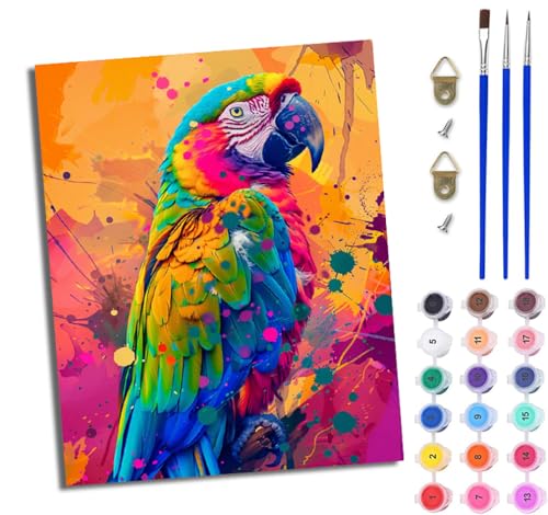 WJWWANG Malen Nach Zahlen DIY auf Leinwand Kit für Anfänger Regenbogenpapagei Mit Acryl Farben und Premium Pinsel 40x50CM Home Deko oder Geburtstag Weihnachten Geschenk WJWWANG Malen Nach Zahlen DIY auf Leinwand Kit für Anfänger Regenbogenpapagei Mit Acryl Farben und Premium Pinsel 40x50CM Home Deko oder Geburtstag Weihnachten Geschenk von WJWWANG