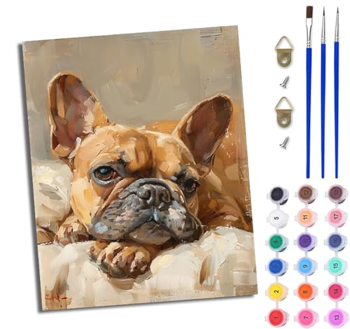 WJWWANG Malen Nach Zahlen Erwachsene Malen Nach Zahlen Faule französische Bulldogge DIY Handgemalt Ölgemälde Leinwand Kit für Anfänger und Erwachsene Ohne Rahmen 40 x 50 cm WJWWANG Malen Nach Zahlen Erwachsene Malen Nach Zahlen Faule französische Bulldogge DIY Handgemalt Ölgemälde Leinwand Kit für Anfänger und Erwachsene Ohne Rahmen 40 x 50 cm von WJWWANG
