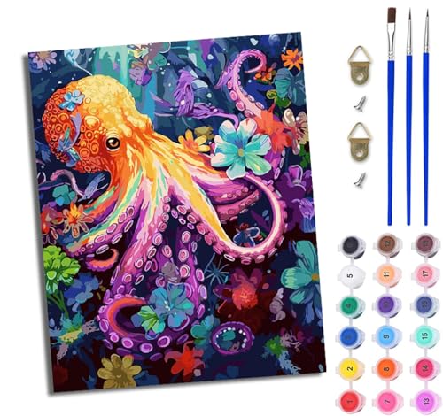 WJWWANG Malen Nach Zahlen Erwachsene Malen Nach Zahlen Großer Oktopus mit bunten Blumen DIY Handgemalt Ölgemälde Leinwand Kit für Anfänger und Erwachsene Ohne Rahmen 40 x 50 cm WJWWANG Malen Nach Zahlen Erwachsene Malen Nach Zahlen Großer Oktopus mit bunten Blumen DIY Handgemalt Ölgemälde Leinwand Kit für Anfänger und Erwachsene Ohne Rahmen 40 x 50 cm von WJWWANG