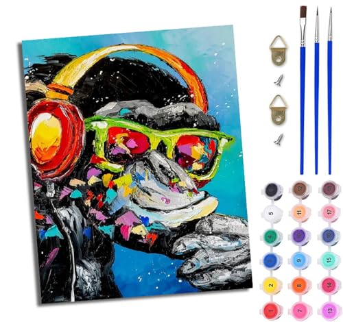 WJWWANG Malen Nach Zahlen Erwachsene Malen Nach Zahlen Orang-Utan mit Kopfhörern DIY Handgemalt Ölgemälde Leinwand Kit für Anfänger und Erwachsene Ohne Rahmen 40 x 50 cm WJWWANG Malen Nach Zahlen Erwachsene Malen Nach Zahlen Orang-Utan mit Kopfhörern DIY Handgemalt Ölgemälde Leinwand Kit für Anfänger und Erwachsene Ohne Rahmen 40 x 50 cm von WJWWANG