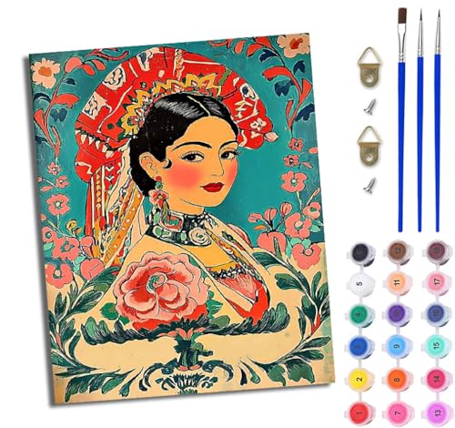 WJWWANG Malen Nach Zahlen Erwachsene Malen Nach Zahlen Retro-Frau mit Blumen DIY Handgemalt Ölgemälde Kit für Anfänger und Erwachsene Mit 3-Pinseln und Acrylfarbe Mit Rahmen 40X50CM WJWWANG Malen Nach Zahlen Erwachsene Malen Nach Zahlen Retro-Frau mit Blumen DIY Handgemalt Ölgemälde Kit für Anfänger und Erwachsene Mit 3-Pinseln und Acrylfarbe Mit Rahmen 40X50CM von WJWWANG