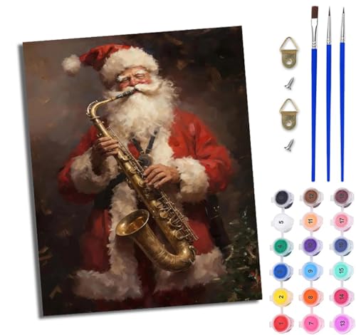WJWWANG Malen Nach Zahlen Erwachsene Malen Nach Zahlen Weihnachtsmann spielt Saxophon DIY Handgemalt Ölgemälde Leinwand Kit für Anfänger und Erwachsene Ohne Rahmen 40 x 50 cm WJWWANG Malen Nach Zahlen Erwachsene Malen Nach Zahlen Weihnachtsmann spielt Saxophon DIY Handgemalt Ölgemälde Leinwand Kit für Anfänger und Erwachsene Ohne Rahmen 40 x 50 cm von WJWWANG