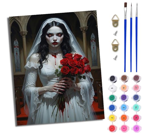 WJWWANG Malen Nach Zahlen Erwachsene Paint by Numbers Malen Nach Zahlen mit Pinseln und Acrylfarben Brautkleid Mädchen Vampir Handgemalte Ölgemälde Leinwand für Home Décor Ohne Rahmen WJWWANG Malen Nach Zahlen Erwachsene Paint by Numbers Malen Nach Zahlen mit Pinseln und Acrylfarben Brautkleid Mädchen Vampir Handgemalte Ölgemälde Leinwand für Home Décor Ohne Rahmen von WJWWANG
