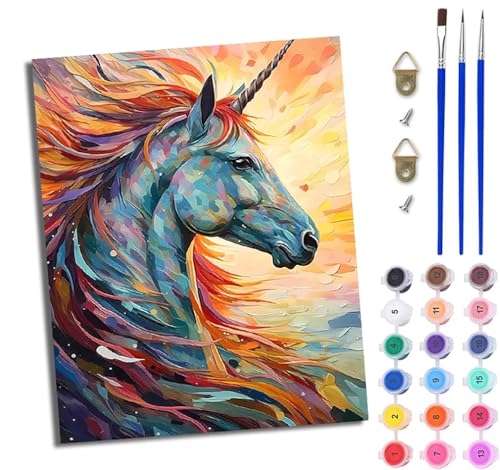 WJWWANG Malen Nach Zahlen Erwachsene Paint by Numbers Malen Nach Zahlen mit Pinseln und Acrylfarben Buntes Einhorn Handgemalte Ölgemälde Leinwand für Home Décor Ohne Rahmen WJWWANG Malen Nach Zahlen Erwachsene Paint by Numbers Malen Nach Zahlen mit Pinseln und Acrylfarben Buntes Einhorn Handgemalte Ölgemälde Leinwand für Home Décor Ohne Rahmen von WJWWANG