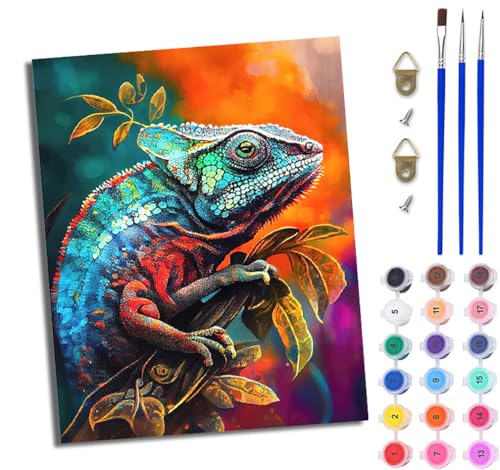 WJWWANG Malen Nach Zahlen Erwachsene Paint by Numbers Malen Nach Zahlen mit Pinseln und Acrylfarben Chamäleon in Tarnung Handgemalte Ölgemälde Leinwand für Home Décor Ohne Rahmen WJWWANG Malen Nach Zahlen Erwachsene Paint by Numbers Malen Nach Zahlen mit Pinseln und Acrylfarben Chamäleon in Tarnung Handgemalte Ölgemälde Leinwand für Home Décor Ohne Rahmen von WJWWANG