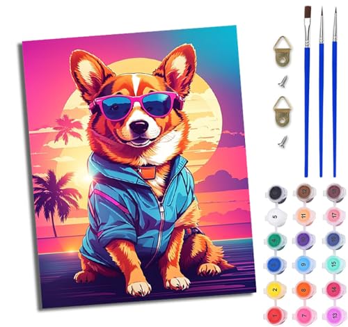 WJWWANG Malen Nach Zahlen Erwachsene Paint by Numbers Malen Nach Zahlen mit Pinseln und Acrylfarben Corgi im Urlaub Handgemalte Ölgemälde Leinwand für Home Décor Ohne Rahmen WJWWANG Malen Nach Zahlen Erwachsene Paint by Numbers Malen Nach Zahlen mit Pinseln und Acrylfarben Corgi im Urlaub Handgemalte Ölgemälde Leinwand für Home Décor Ohne Rahmen von WJWWANG