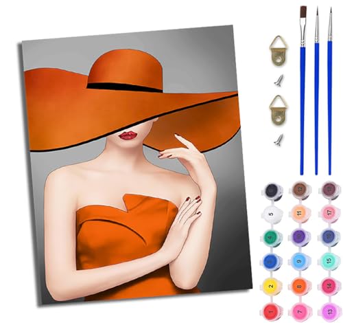 WJWWANG Malen Nach Zahlen Erwachsene Paint by Numbers Malen Nach Zahlen mit Pinseln und Acrylfarben Elegante Frau mit Hut Handgemalte Ölgemälde Leinwand für Home Décor Ohne Rahmen WJWWANG Malen Nach Zahlen Erwachsene Paint by Numbers Malen Nach Zahlen mit Pinseln und Acrylfarben Elegante Frau mit Hut Handgemalte Ölgemälde Leinwand für Home Décor Ohne Rahmen von WJWWANG