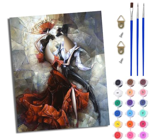 WJWWANG Malen Nach Zahlen Erwachsene Paint by Numbers Malen Nach Zahlen mit Pinseln und Acrylfarben Flamenco tanzendes Paar Handgemalte Ölgemälde Leinwand für Home Décor Ohne Rahmen WJWWANG Malen Nach Zahlen Erwachsene Paint by Numbers Malen Nach Zahlen mit Pinseln und Acrylfarben Flamenco tanzendes Paar Handgemalte Ölgemälde Leinwand für Home Décor Ohne Rahmen von WJWWANG