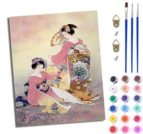 WJWWANG Malen Nach Zahlen Erwachsene Paint by Numbers Malen Nach Zahlen mit Pinseln und Acrylfarben Japanische Geisha-Freunde Handgemalte Ölgemälde Leinwand für Home Décor Ohne Rahmen WJWWANG Malen Nach Zahlen Erwachsene Paint by Numbers Malen Nach Zahlen mit Pinseln und Acrylfarben Japanische Geisha-Freunde Handgemalte Ölgemälde Leinwand für Home Décor Ohne Rahmen von WJWWANG