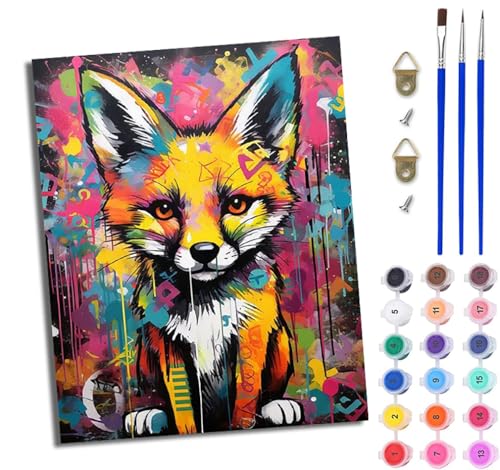 WJWWANG Malen Nach Zahlen Erwachsene Paint by Numbers Malen Nach Zahlen mit Pinseln und Acrylfarben Künstlerischer Graffiti-Fuchs Handgemalte Ölgemälde Leinwand für Home Décor Ohne Rahmen WJWWANG Malen Nach Zahlen Erwachsene Paint by Numbers Malen Nach Zahlen mit Pinseln und Acrylfarben Künstlerischer Graffiti-Fuchs Handgemalte Ölgemälde Leinwand für Home Décor Ohne Rahmen von WJWWANG