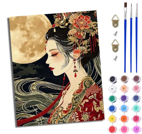 WJWWANG Malen Nach Zahlen Erwachsene Paint by Numbers Malen Nach Zahlen mit Pinseln und Acrylfarben Mond, altes Stil, Mädchen Handgemalte Ölgemälde Leinwand für Home Décor Ohne Rahmen WJWWANG Malen Nach Zahlen Erwachsene Paint by Numbers Malen Nach Zahlen mit Pinseln und Acrylfarben Mond, altes Stil, Mädchen Handgemalte Ölgemälde Leinwand für Home Décor Ohne Rahmen von WJWWANG