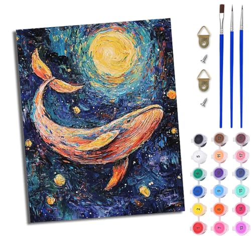 WJWWANG Malen Nach Zahlen Erwachsene Paint by Numbers Malen Nach Zahlen mit Pinseln und Acrylfarben Wale im Weltraum Handgemalte Ölgemälde Leinwand für Home Décor Ohne Rahmen WJWWANG Malen Nach Zahlen Erwachsene Paint by Numbers Malen Nach Zahlen mit Pinseln und Acrylfarben Wale im Weltraum Handgemalte Ölgemälde Leinwand für Home Décor Ohne Rahmen von WJWWANG