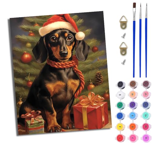 WJWWANG Malen Nach Zahlen Erwachsene Paint by Numbers Malen Nach Zahlen mit Pinseln und Acrylfarben Weihnachtsdackel Handgemalte Ölgemälde Leinwand für Home Décor Ohne Rahmen WJWWANG Malen Nach Zahlen Erwachsene Paint by Numbers Malen Nach Zahlen mit Pinseln und Acrylfarben Weihnachtsdackel Handgemalte Ölgemälde Leinwand für Home Décor Ohne Rahmen von WJWWANG