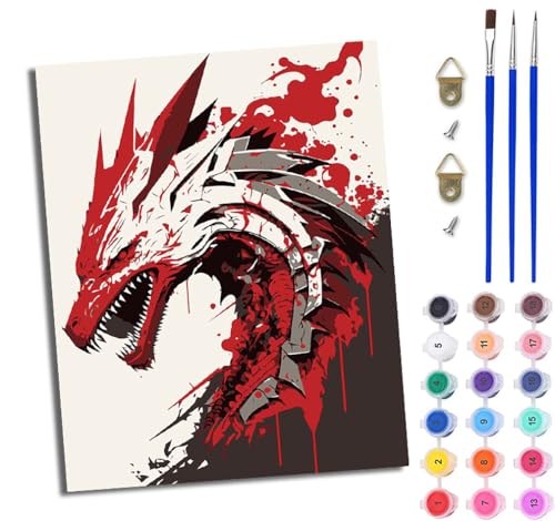 WJWWANG Malen Nach Zahlen Erwachsene Paint by Numbers Malen Nach Zahlen mit Pinseln und Acrylfarben Wilde Drachenform Handgemalte Ölgemälde Leinwand für Home Décor Ohne Rahmen WJWWANG Malen Nach Zahlen Erwachsene Paint by Numbers Malen Nach Zahlen mit Pinseln und Acrylfarben Wilde Drachenform Handgemalte Ölgemälde Leinwand für Home Décor Ohne Rahmen von WJWWANG