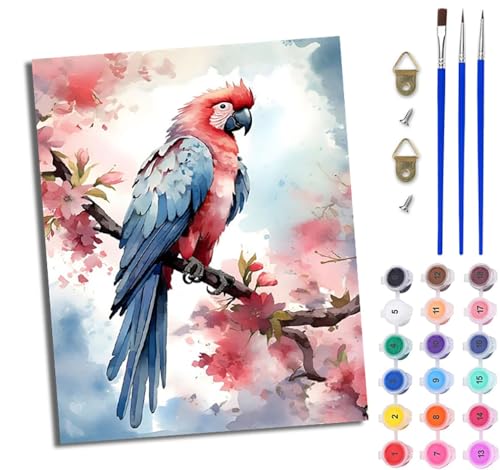 WJWWANG Malen Nach Zahlen Erwachsene Paint by Numbers Malen Nach Zahlen mit Pinseln und Acrylfarben Zweige und Blumen, Papagei Handgemalte Ölgemälde Leinwand für Home Décor Ohne Rahmen WJWWANG Malen Nach Zahlen Erwachsene Paint by Numbers Malen Nach Zahlen mit Pinseln und Acrylfarben Zweige und Blumen, Papagei Handgemalte Ölgemälde Leinwand für Home Décor Ohne Rahmen von WJWWANG