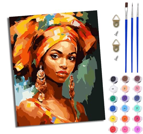 WJWWANG Malen Nach Zahlen ErwachseneAfrikanisches Mädchen DIY Handgemalt Ölgemälde Kit für Anfänger und Erwachsene Mit 3-Pinseln und Acrylfarbe Ohne Rahmen 40X50CM WJWWANG Malen Nach Zahlen ErwachseneAfrikanisches Mädchen DIY Handgemalt Ölgemälde Kit für Anfänger und Erwachsene Mit 3-Pinseln und Acrylfarbe Ohne Rahmen 40X50CM von WJWWANG