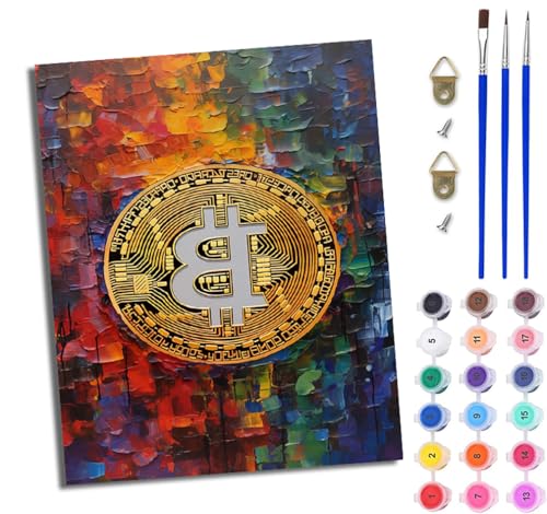 WJWWANG Malen Nach Zahlen ErwachseneBitcoin-Farbgekritzel DIY Handgemalt Ölgemälde Kit für Anfänger und Erwachsene Mit 3-Pinseln und Acrylfarbe Ohne Rahmen 40X50CM WJWWANG Malen Nach Zahlen ErwachseneBitcoin-Farbgekritzel DIY Handgemalt Ölgemälde Kit für Anfänger und Erwachsene Mit 3-Pinseln und Acrylfarbe Ohne Rahmen 40X50CM von WJWWANG
