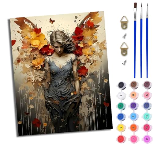 WJWWANG Malen Nach Zahlen ErwachseneBlumenflügel Mädchen DIY Handgemalt Ölgemälde Kit für Anfänger und Erwachsene Mit 3-Pinseln und Acrylfarbe Ohne Rahmen 40X50CM WJWWANG Malen Nach Zahlen ErwachseneBlumenflügel Mädchen DIY Handgemalt Ölgemälde Kit für Anfänger und Erwachsene Mit 3-Pinseln und Acrylfarbe Ohne Rahmen 40X50CM von WJWWANG