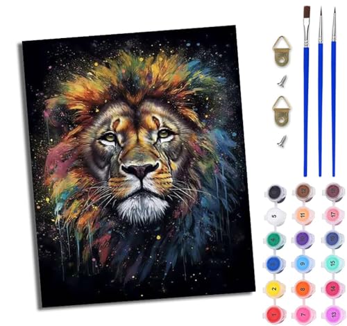 WJWWANG Malen Nach Zahlen ErwachseneFarbtintenstrahldrucker Löwe DIY Handgemalt Ölgemälde Kit für Anfänger und Erwachsene Mit 3-Pinseln und Acrylfarbe Ohne Rahmen 40X50CM WJWWANG Malen Nach Zahlen ErwachseneFarbtintenstrahldrucker Löwe DIY Handgemalt Ölgemälde Kit für Anfänger und Erwachsene Mit 3-Pinseln und Acrylfarbe Ohne Rahmen 40X50CM von WJWWANG