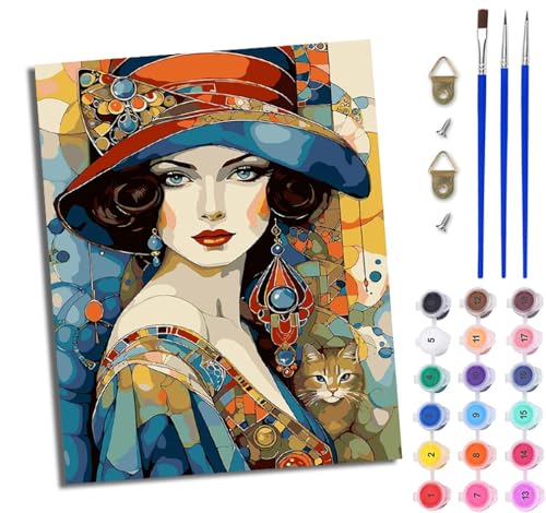 WJWWANG Malen Nach Zahlen ErwachseneFrau und Katze DIY Handgemalt Ölgemälde Kit für Anfänger und Erwachsene Mit 3-Pinseln und Acrylfarbe Ohne Rahmen 40X50CM WJWWANG Malen Nach Zahlen ErwachseneFrau und Katze DIY Handgemalt Ölgemälde Kit für Anfänger und Erwachsene Mit 3-Pinseln und Acrylfarbe Ohne Rahmen 40X50CM von WJWWANG