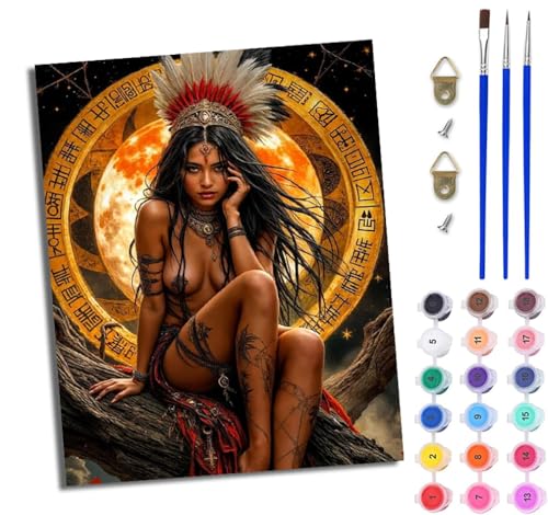 WJWWANG Malen Nach Zahlen ErwachseneIndische Tattoo-Schönheit DIY Handgemalt Ölgemälde Kit für Anfänger und Erwachsene Mit 3-Pinseln und Acrylfarbe Ohne Rahmen 40X50CM WJWWANG Malen Nach Zahlen ErwachseneIndische Tattoo-Schönheit DIY Handgemalt Ölgemälde Kit für Anfänger und Erwachsene Mit 3-Pinseln und Acrylfarbe Ohne Rahmen 40X50CM von WJWWANG