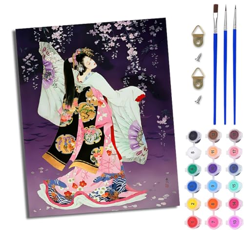 WJWWANG Malen Nach Zahlen ErwachseneJapanische Geisha im Kimono DIY Handgemalt Ölgemälde Kit für Anfänger und Erwachsene Mit 3-Pinseln und Acrylfarbe Ohne Rahmen 40X50CM WJWWANG Malen Nach Zahlen ErwachseneJapanische Geisha im Kimono DIY Handgemalt Ölgemälde Kit für Anfänger und Erwachsene Mit 3-Pinseln und Acrylfarbe Ohne Rahmen 40X50CM von WJWWANG