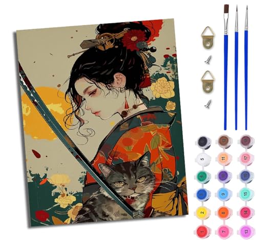 WJWWANG Malen Nach Zahlen ErwachseneJapanisches Mädchen und Kätzchen DIY Handgemalt Ölgemälde Kit für Anfänger und Erwachsene Mit 3-Pinseln und Acrylfarbe Ohne Rahmen 40X50CM WJWWANG Malen Nach Zahlen ErwachseneJapanisches Mädchen und Kätzchen DIY Handgemalt Ölgemälde Kit für Anfänger und Erwachsene Mit 3-Pinseln und Acrylfarbe Ohne Rahmen 40X50CM von WJWWANG