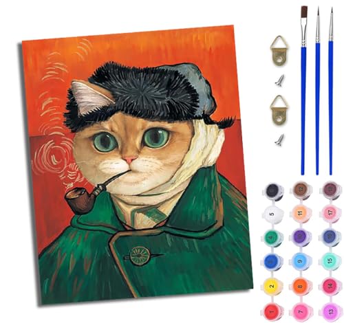 WJWWANG Malen Nach Zahlen ErwachseneKatze mit Pfeife DIY Handgemalt Ölgemälde Kit für Anfänger und Erwachsene Mit 3-Pinseln und Acrylfarbe Ohne Rahmen 40X50CM WJWWANG Malen Nach Zahlen ErwachseneKatze mit Pfeife DIY Handgemalt Ölgemälde Kit für Anfänger und Erwachsene Mit 3-Pinseln und Acrylfarbe Ohne Rahmen 40X50CM von WJWWANG