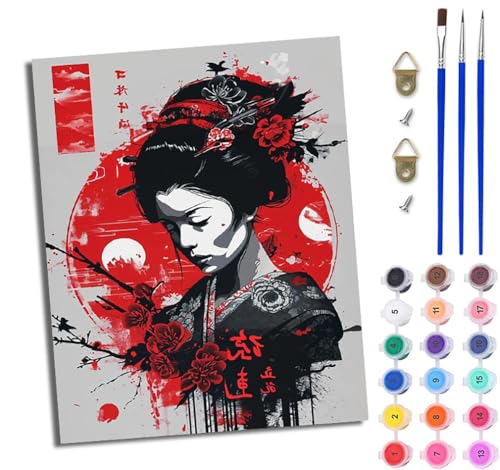 WJWWANG Malen Nach Zahlen ErwachseneMädchen Japanischer Kimono DIY Handgemalt Ölgemälde Kit für Anfänger und Erwachsene Mit 3-Pinseln und Acrylfarbe Ohne Rahmen 40X50CM WJWWANG Malen Nach Zahlen ErwachseneMädchen Japanischer Kimono DIY Handgemalt Ölgemälde Kit für Anfänger und Erwachsene Mit 3-Pinseln und Acrylfarbe Ohne Rahmen 40X50CM von WJWWANG