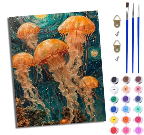 WJWWANG Malen Nach Zahlen ErwachseneQuallentanz unter den Sternen DIY Handgemalt Ölgemälde Kit für Anfänger und Erwachsene Mit 3-Pinseln und Acrylfarbe Ohne Rahmen 40X50CM WJWWANG Malen Nach Zahlen ErwachseneQuallentanz unter den Sternen DIY Handgemalt Ölgemälde Kit für Anfänger und Erwachsene Mit 3-Pinseln und Acrylfarbe Ohne Rahmen 40X50CM von WJWWANG