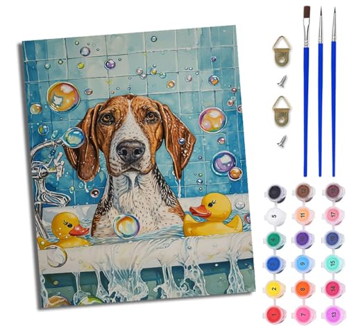 WJWWANG Malen Nach Zahlen ErwachseneSchaumbad Beagle DIY Handgemalt Ölgemälde Kit für Anfänger und Erwachsene Mit 3-Pinseln und Acrylfarbe Ohne Rahmen 40X50CM WJWWANG Malen Nach Zahlen ErwachseneSchaumbad Beagle DIY Handgemalt Ölgemälde Kit für Anfänger und Erwachsene Mit 3-Pinseln und Acrylfarbe Ohne Rahmen 40X50CM von WJWWANG