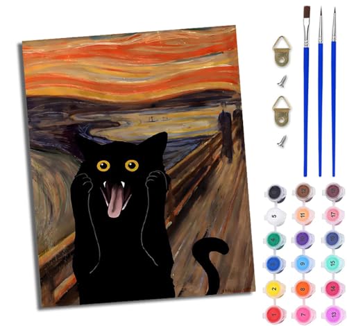 WJWWANG Malen Nach Zahlen ErwachseneSchreiende schwarze Katze DIY Handgemalt Ölgemälde Kit für Anfänger und Erwachsene Mit 3-Pinseln und Acrylfarbe Ohne Rahmen 40X50CM WJWWANG Malen Nach Zahlen ErwachseneSchreiende schwarze Katze DIY Handgemalt Ölgemälde Kit für Anfänger und Erwachsene Mit 3-Pinseln und Acrylfarbe Ohne Rahmen 40X50CM von WJWWANG