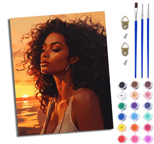 WJWWANG Malen Nach Zahlen ErwachseneSonnenuntergang afrikanisches Mädchen DIY Handgemalt Ölgemälde Kit für Anfänger und Erwachsene Mit 3-Pinseln und Acrylfarbe Ohne Rahmen 40X50CM WJWWANG Malen Nach Zahlen ErwachseneSonnenuntergang afrikanisches Mädchen DIY Handgemalt Ölgemälde Kit für Anfänger und Erwachsene Mit 3-Pinseln und Acrylfarbe Ohne Rahmen 40X50CM von WJWWANG