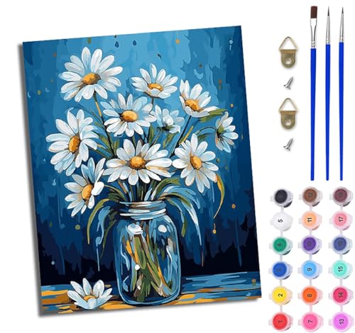 WJWWANG Malen Nach Zahlen ErwachseneVase mit Chrysanthemen DIY Handgemalt Ölgemälde Kit für Anfänger und Erwachsene Mit 3-Pinseln und Acrylfarbe Ohne Rahmen 40X50CM WJWWANG Malen Nach Zahlen ErwachseneVase mit Chrysanthemen DIY Handgemalt Ölgemälde Kit für Anfänger und Erwachsene Mit 3-Pinseln und Acrylfarbe Ohne Rahmen 40X50CM von WJWWANG