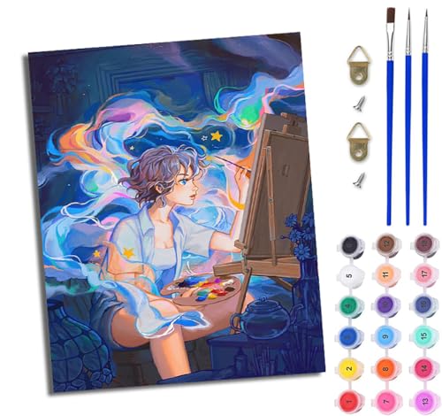 WJWWANG Malen Nach Zahlen ErwachseneVerträumtes Zeichnungsmädchen DIY Handgemalt Ölgemälde Kit für Anfänger und Erwachsene Mit 3-Pinseln und Acrylfarbe Ohne Rahmen 40X50CM WJWWANG Malen Nach Zahlen ErwachseneVerträumtes Zeichnungsmädchen DIY Handgemalt Ölgemälde Kit für Anfänger und Erwachsene Mit 3-Pinseln und Acrylfarbe Ohne Rahmen 40X50CM von WJWWANG
