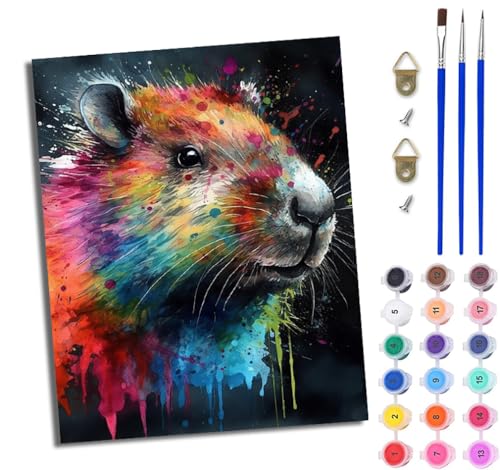 WJWWANG Malen Nach Zahlen ErwachseneWasserschwein im Tintenspritzer-Stil DIY Handgemalt Ölgemälde Kit für Anfänger und Erwachsene Mit 3-Pinseln und Acrylfarbe Ohne Rahmen 40X50CM WJWWANG Malen Nach Zahlen ErwachseneWasserschwein im Tintenspritzer-Stil DIY Handgemalt Ölgemälde Kit für Anfänger und Erwachsene Mit 3-Pinseln und Acrylfarbe Ohne Rahmen 40X50CM von WJWWANG