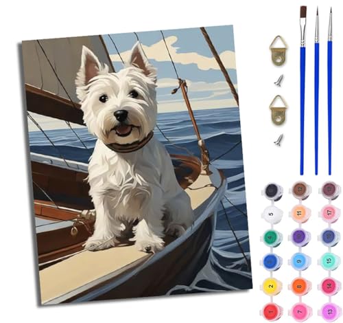 WJWWANG Malen Nach Zahlen ErwachseneWest Highland White Terrier DIY Handgemalt Ölgemälde Kit für Anfänger und Erwachsene Mit 3-Pinseln und Acrylfarbe Ohne Rahmen 40X50CM WJWWANG Malen Nach Zahlen ErwachseneWest Highland White Terrier DIY Handgemalt Ölgemälde Kit für Anfänger und Erwachsene Mit 3-Pinseln und Acrylfarbe Ohne Rahmen 40X50CM von WJWWANG