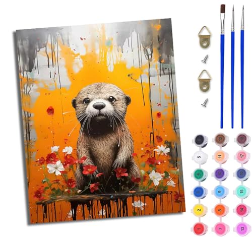 WJWWANG Malen Nach Zahlen ErwachseneWildotter mit Blumen DIY Handgemalt Ölgemälde Kit für Anfänger und Erwachsene Mit 3-Pinseln und Acrylfarbe Ohne Rahmen 40X50CM WJWWANG Malen Nach Zahlen ErwachseneWildotter mit Blumen DIY Handgemalt Ölgemälde Kit für Anfänger und Erwachsene Mit 3-Pinseln und Acrylfarbe Ohne Rahmen 40X50CM von WJWWANG