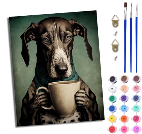 WJWWANG Malen Nach Zahlen ErwachseneWindhund trinkt Kaffee DIY Handgemalt Ölgemälde Kit für Anfänger und Erwachsene Mit 3-Pinseln und Acrylfarbe Ohne Rahmen 40X50CM WJWWANG Malen Nach Zahlen ErwachseneWindhund trinkt Kaffee DIY Handgemalt Ölgemälde Kit für Anfänger und Erwachsene Mit 3-Pinseln und Acrylfarbe Ohne Rahmen 40X50CM von WJWWANG