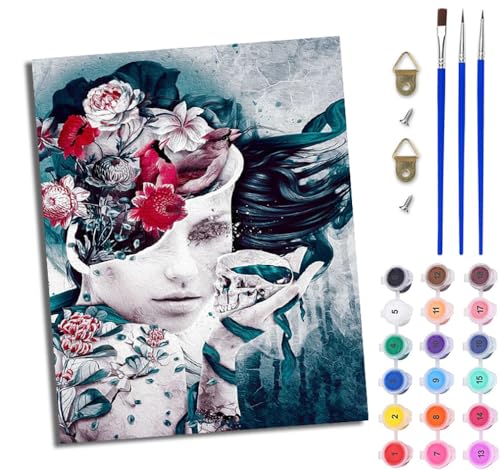 WJWWANG Malen nach Zahlen DIY Handgemalt Ölgemälde Set für Anfänger und Jugendliche Abstrakte Blumen Mädchen Pinsel und Acrylfarbe 40x50 cm ideal als Geschenk oder zur Heimdekoration WJWWANG Malen nach Zahlen DIY Handgemalt Ölgemälde Set für Anfänger und Jugendliche Abstrakte Blumen Mädchen Pinsel und Acrylfarbe 40x50 cm ideal als Geschenk oder zur Heimdekoration von WJWWANG