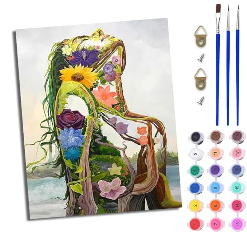WJWWANG Malen nach Zahlen DIY Handgemalt Ölgemälde Set für Anfänger und Jugendliche Abstrakte Natur Frau Pinsel und Acrylfarbe 40x50 cm ideal als Geschenk oder zur Heimdekoration WJWWANG Malen nach Zahlen DIY Handgemalt Ölgemälde Set für Anfänger und Jugendliche Abstrakte Natur Frau Pinsel und Acrylfarbe 40x50 cm ideal als Geschenk oder zur Heimdekoration von WJWWANG