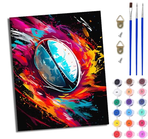 WJWWANG Malen nach Zahlen DIY Handgemalt Ölgemälde Set für Anfänger und Jugendliche Fußball mit Farbtintenstrahldruck Pinsel und Acrylfarbe 40x50 cm ideal als Geschenk oder zur Heimdekoration WJWWANG Malen nach Zahlen DIY Handgemalt Ölgemälde Set für Anfänger und Jugendliche Fußball mit Farbtintenstrahldruck Pinsel und Acrylfarbe 40x50 cm ideal als Geschenk oder zur Heimdekoration von WJWWANG