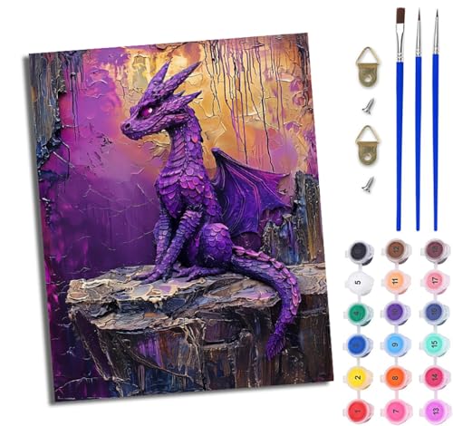 WJWWANG Malen nach Zahlen DIY Handgemalt Ölgemälde Set für Anfänger und Jugendliche Geheimnisvoller und gefährlicher Drache Pinsel und Acrylfarbe 40x50 cm ideal als Geschenk oder zur Heimdekoration WJWWANG Malen nach Zahlen DIY Handgemalt Ölgemälde Set für Anfänger und Jugendliche Geheimnisvoller und gefährlicher Drache Pinsel und Acrylfarbe 40x50 cm ideal als Geschenk oder zur Heimdekoration von WJWWANG