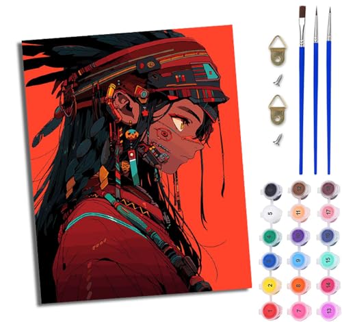 WJWWANG Malen nach Zahlen DIY Handgemalt Ölgemälde Set für Anfänger und Jugendliche Indische Schönheit Pinsel und Acrylfarbe 40x50 cm ideal als Geschenk oder zur Heimdekoration WJWWANG Malen nach Zahlen DIY Handgemalt Ölgemälde Set für Anfänger und Jugendliche Indische Schönheit Pinsel und Acrylfarbe 40x50 cm ideal als Geschenk oder zur Heimdekoration von WJWWANG