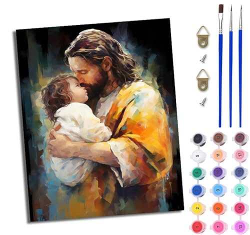 WJWWANG Malen nach Zahlen DIY Handgemalt Ölgemälde Set für Anfänger und Jugendliche Jesuskuss Pinsel und Acrylfarbe 40x50 cm ideal als Geschenk oder zur Heimdekoration WJWWANG Malen nach Zahlen DIY Handgemalt Ölgemälde Set für Anfänger und Jugendliche Jesuskuss Pinsel und Acrylfarbe 40x50 cm ideal als Geschenk oder zur Heimdekoration von WJWWANG