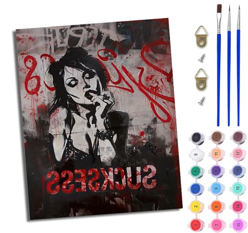 WJWWANG Malen nach Zahlen DIY Handgemalt Ölgemälde Set für Anfänger und Jugendliche Mädchen im Punk-Stil Pinsel und Acrylfarbe 40x50 cm ideal als Geschenk oder zur Heimdekoration WJWWANG Malen nach Zahlen DIY Handgemalt Ölgemälde Set für Anfänger und Jugendliche Mädchen im Punk-Stil Pinsel und Acrylfarbe 40x50 cm ideal als Geschenk oder zur Heimdekoration von WJWWANG